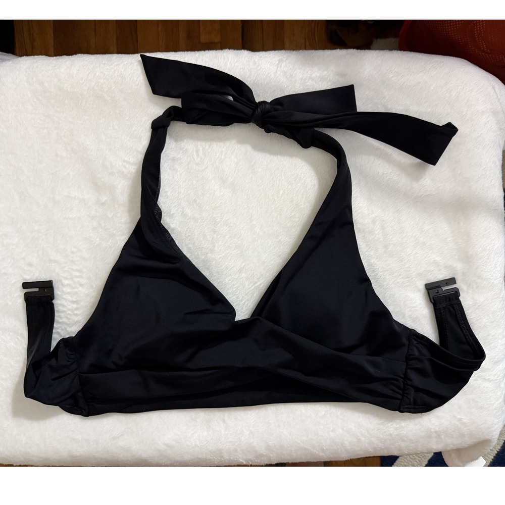 Boden Black Wrap Halter Bikini Top Padded Swimwear S0199 US 4